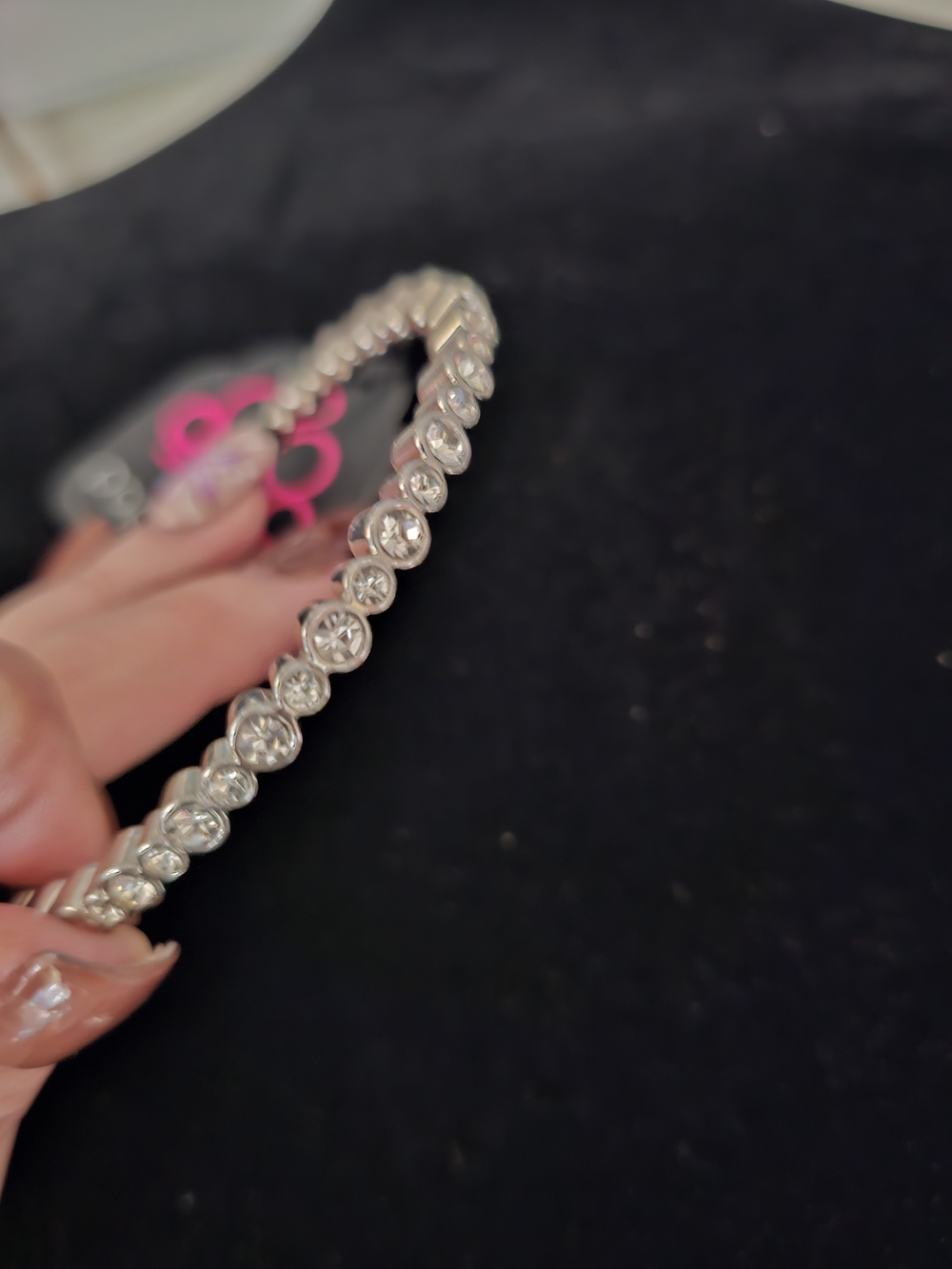 paparazzi Silver Bezel Crystal Tennis Bracelet